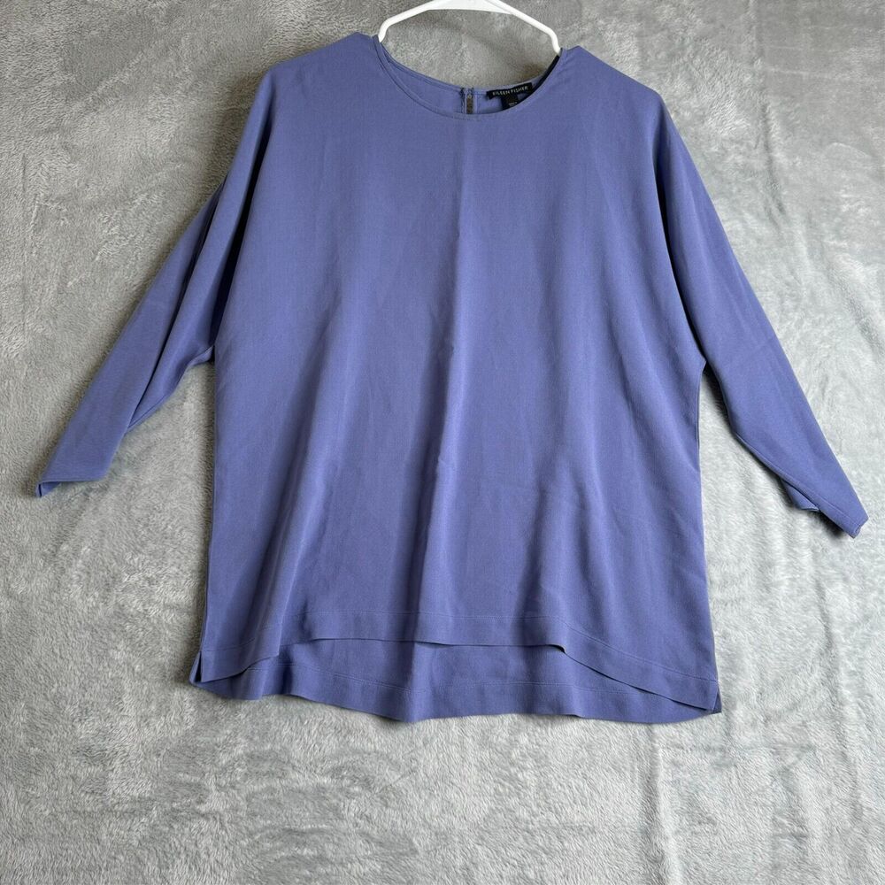 Eileen Fisher Top Womens XS 100% Silk Cold Shoulder Popover Lagenlook Minimalist